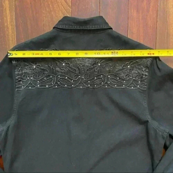 Lafei Nier Western Shirt Beaded Embroidered Button Up Long Sleeve Black Large - Picture 11 of 16